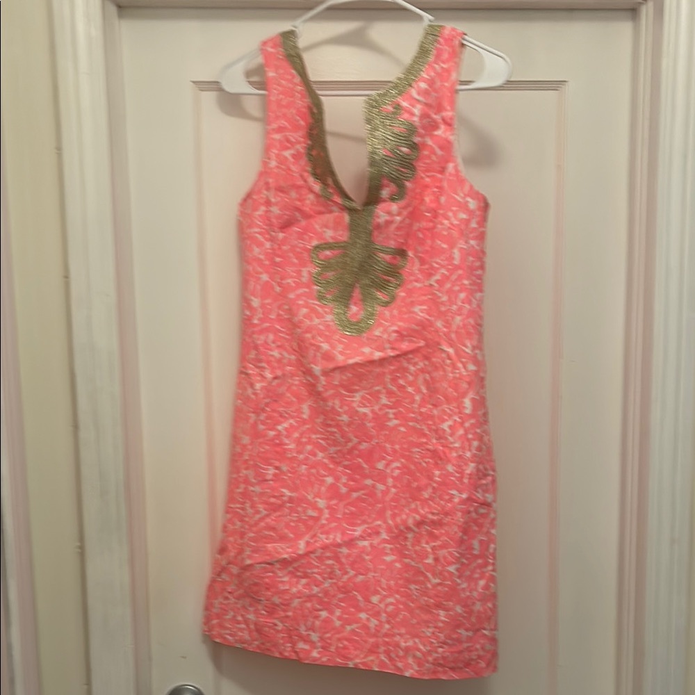 Lilly Pulitzer Pink Dress with Gold Accents
